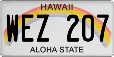HI license plate WEZ207
