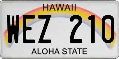 HI license plate WEZ210