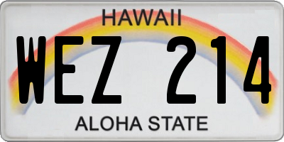 HI license plate WEZ214