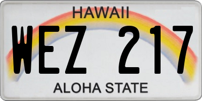HI license plate WEZ217
