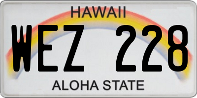 HI license plate WEZ228