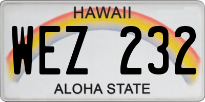 HI license plate WEZ232
