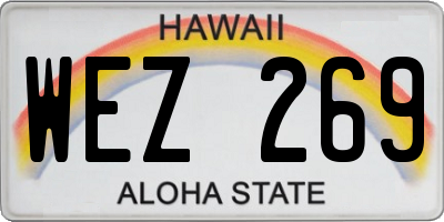 HI license plate WEZ269