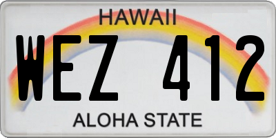 HI license plate WEZ412