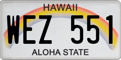 HI license plate WEZ551
