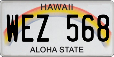 HI license plate WEZ568