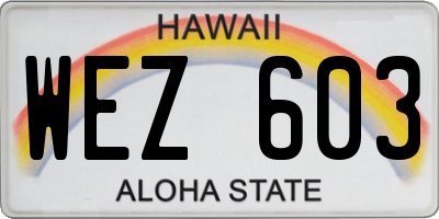 HI license plate WEZ603