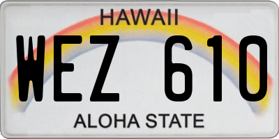 HI license plate WEZ610