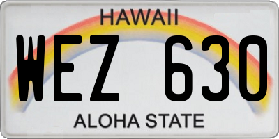 HI license plate WEZ630