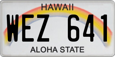 HI license plate WEZ641