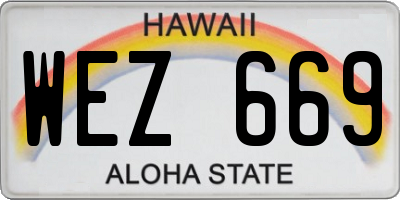 HI license plate WEZ669