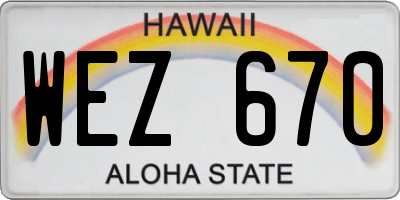 HI license plate WEZ670