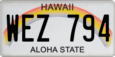 HI license plate WEZ794