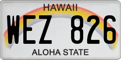 HI license plate WEZ826