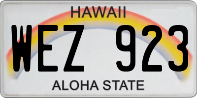 HI license plate WEZ923