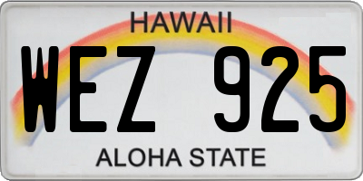 HI license plate WEZ925