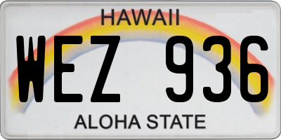 HI license plate WEZ936