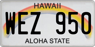 HI license plate WEZ950