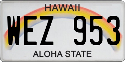 HI license plate WEZ953