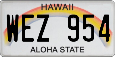 HI license plate WEZ954