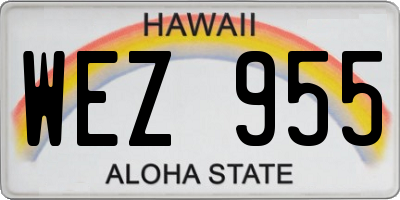HI license plate WEZ955