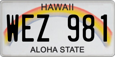 HI license plate WEZ981
