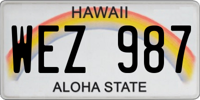 HI license plate WEZ987