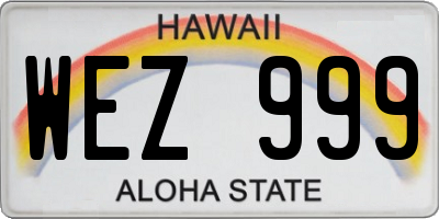 HI license plate WEZ999