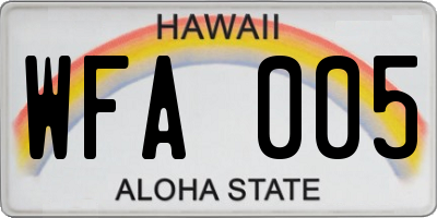 HI license plate WFA005