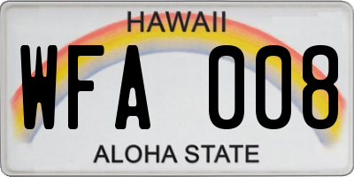 HI license plate WFA008
