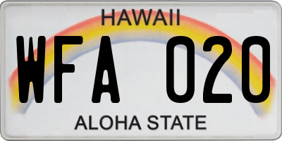 HI license plate WFA020