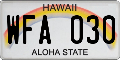 HI license plate WFA030