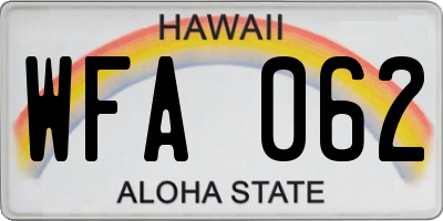 HI license plate WFA062
