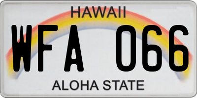 HI license plate WFA066