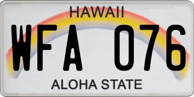 HI license plate WFA076
