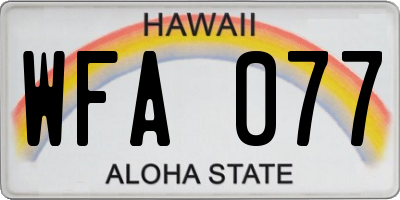HI license plate WFA077