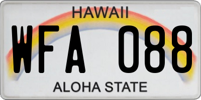HI license plate WFA088
