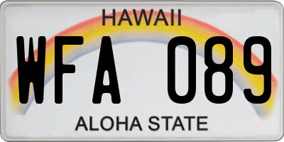 HI license plate WFA089