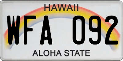 HI license plate WFA092