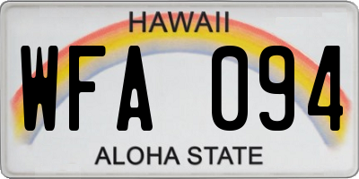 HI license plate WFA094