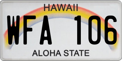 HI license plate WFA106