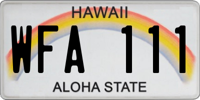 HI license plate WFA111