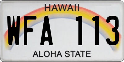 HI license plate WFA113