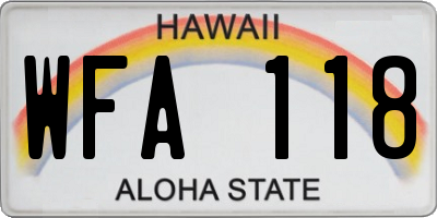 HI license plate WFA118