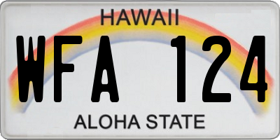 HI license plate WFA124