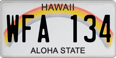 HI license plate WFA134