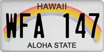 HI license plate WFA147