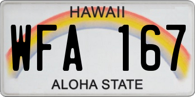 HI license plate WFA167