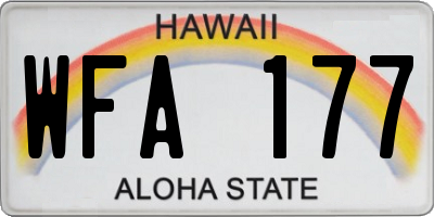 HI license plate WFA177
