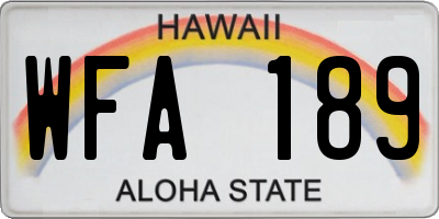 HI license plate WFA189